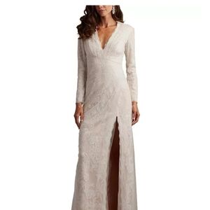 Tadashi Shoji Cream Long Sleeve Lace Dress